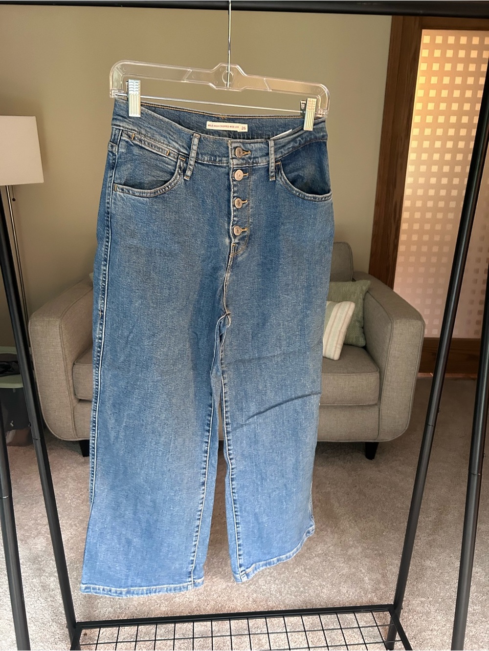 Levi's Light Blue High-Rise Wide-Leg Button-Fly Jeans